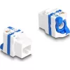 Delock Keystone Modul RJ45 anya - LSA Cat.6A eszköz nélkül beszerelhető, valamint rendelkezik kék elcsavarható zárral