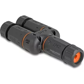   Delock Kábel csatlakozó Y-Adapter RJ45 anya - 2 x RJ45 anya Cat.6 IP68 por és vízhatlan védelem, kültéri használatra