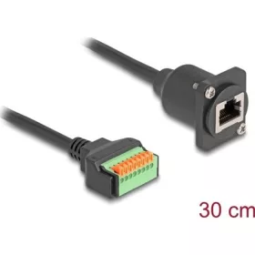   Delock D-típusú kábel RJ45 anya - Terminal Block nyomó gombbal Cat.5e fekete 30 cm
