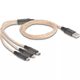   Delock USB-A 2.0 -> Lightning USB-B 2.0 micro USB-C M/M töltőkábel 1.2m RGB