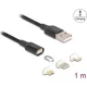 Delock Mágneses USB töltő készlet 8 tűs Lightning  / Micro USB / USB Type-C  csatlakozókkal, fekete 1 m