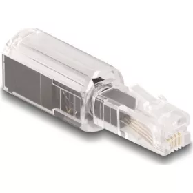   Delock Telefon kábel csavarodás mentes adapterrel RJ10 apa - RJ10 anya áttetsző / fekete