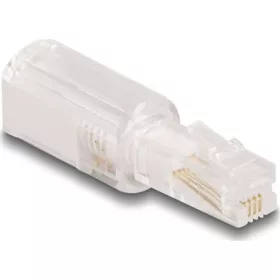   Delock Telefon kábel csavarodás mentes adapterrel RJ10 apa - RJ10 anya áttetsző / fehér