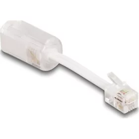   Delock Telefon kábel RJ10 apa - RJ10 anya csatlakozó kábellel 30 mm hosszú áttetsző / fehér