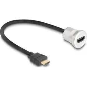   Delock HDMI beépített anya 8K 60 Hz kábelcsatlakozóval 30 cm, alumínium
