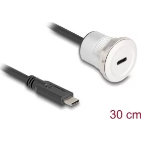   Delock USB 10 Gbps USB Type-C  beépített anya kábelcsatlakozóval 30 cm, alumínium