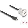 Delock USB 2.0 Micro-B beépített anya kábelcsatlakozóval 30 cm, alumínium