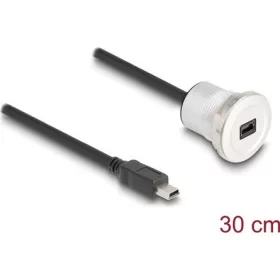   Delock USB 2.0 Mini-B beépített anya kábelcsatlakozóval 30 cm, alumínium