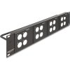 Delock D-típusú 19  Patch Panel 4 D-típusú lemezzel 86 x 86 mm méretű és 4 port 2U fekete