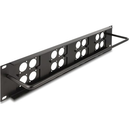 Delock D-típusú 19  Patch Panel 4 D-típusú lemezzel 86 x 86 mm méretű és 4 port 2U fekete