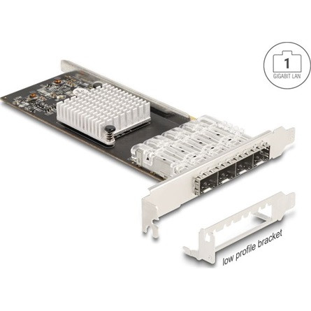 Delock PCI Express x4 Kártya - 4 x SFP bővítőhely Gigabit LAN