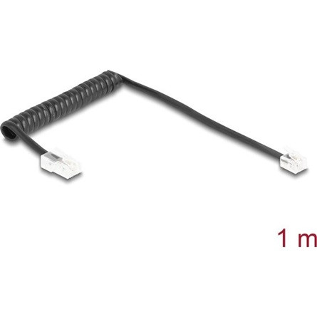 Delock Telefon csavart kábel RJ11 apa - RJ45 apa fekete színű 1 m