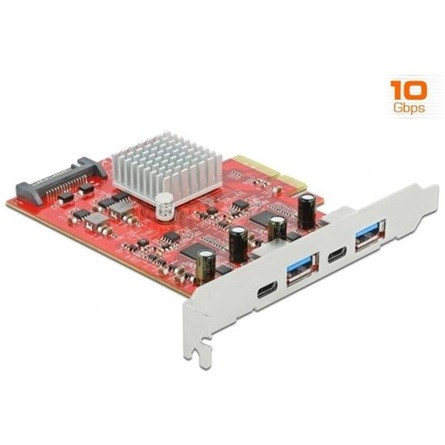 Delock 89041 2+2-port PCIe x4 USB 3.2 A Gen 2 + USB 3.2 C Gen 2 bővítőkártya