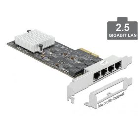   Delock RTL8125 2,5Gb/s PCIe x4 Quad RJ45 hálózati adapter low profile