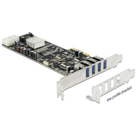 Delock PCI Express x4 Kártya > 4 x Külső USB 3.0 Quad Channel