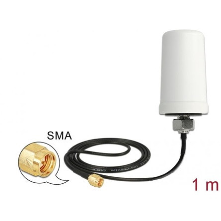 Delock WLAN 802.11 ac/a/h/b/g/n Antenna SMA plug 1.4 - 3.0 dBi omnidirectional with connection cable