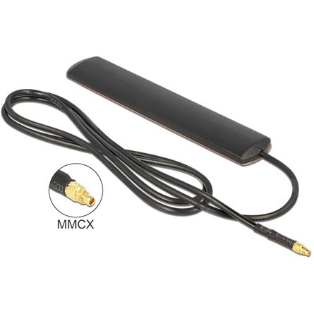 Delock LTE Antenna MMCX Plug 3 dBi omnidirectional fixed black adhesive mounting