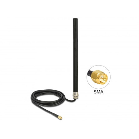 Delock LTE UMTS GSM Antenna SMA apa csatlakozóval 3 dBi mindenirányban rögzíthető, csatlakozó kábell