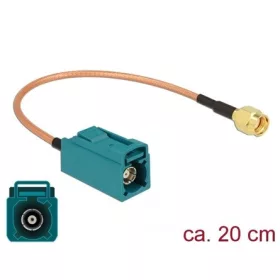   Delock FAKRA Z -> RP-SMA F/M antenna kábel 0.2m réz RG-316