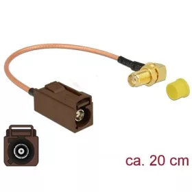   Delock FAKRA F -> SMA F/F antenna kábel 0.2m réz 90°, RG-316