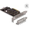 Delock PCI Express x8 kártya - 2 x belső NVMe M.2 Key M - elágazás - alacsony profilú formatényező