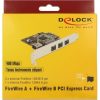 Delock PCI Express Kártya > 3 x külső FireWire B + 1 x belső FireWire A