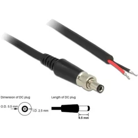   Delock DC 5,5x2,5mm -> nyitott vezeték M/M tápkábel 0.95m fekete