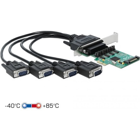 Delock soros 4-port PCIe x1 bővítőkártya tápfeszültséggel (SATA 15-pin - DB44)