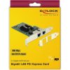 Delock 1Gb/s PCIe x1 Dual RJ45 hálózati adapter low profile