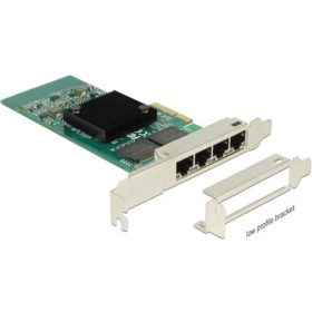   Delock i350 1Gb/s PCIe x4 Quad RJ45 hálózati adapter low profile