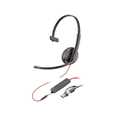 HP Poly Blackwire 3215 USB-C HS +3.5MMP +USB-C/A fejhallgató headset