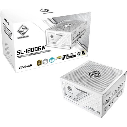 ASRock Steel Legend SL-1200GW 1200W 80 PLUS Gold Moduláris Tápegység, fehér
