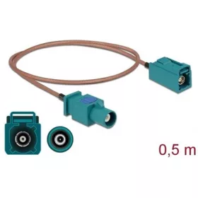   Delock FAKRA Z -> FAKRA Z M/F antenna kábel 0.5m réz RG-316