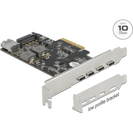 Delock 90059 4-port USB3.2-C Gen2x1 PCIe x4 bővítőkártya szürke