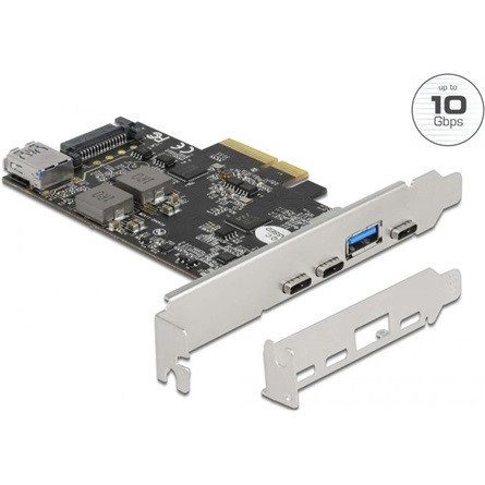 Delock 90060 3+1-port USB3.2-C Gen2x1 USB3.2-A Gen2x1 PCIe x4 bővítőkártya szürke