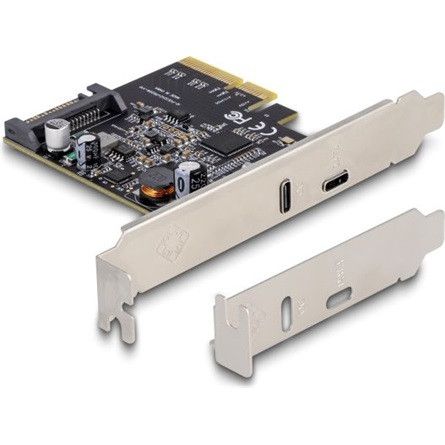 Delock 90074 1+1-port USB3.2-C Gen2x2 USB-C PD PCIe x4 bővítőkártya szürke