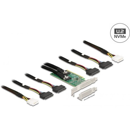 Delock 90077 4-port U.2 NVMe (SFF-8639) PCIe x16 bővítőkártya szürke