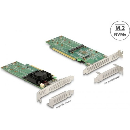 Delock PCI Express x16 Card - 4 x belső NVMe M.2 M-kulcs - alacsony profilú formatényező