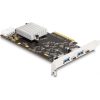 Delock PCI Express x8 kártya 2 x USB 20 Gbps USB Type-C  anya és 2 x A-típusú USB 5 Gbps anyával - Quad Channel