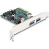 Delock PCI Express x4 Kártya - 2 x külső USB 10 Gbps A-típusú anya - alacsony profil