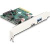 Delock PCI Express x4 Kártya - 1 x külső USB 10 Gbps Type-C  anya + 1 x külső A-típusú USB 10 Gbps anya - alacsony profi