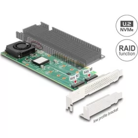   Delock PCI Express x8 Card - 2 x belső NVMe M.2 M-kulcs, RAID-dal - alacsony profilú formatényező