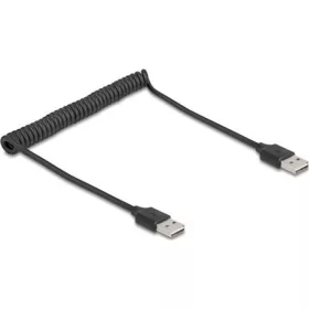   Delock tekercselt kábel EASY-USB 2.0 Type-A apa EASY-USB Type-A apa 0,5 m - 0,8 m fekete