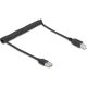 Delock tekercselt kábel EASY-USB 2.0 Type-A apa USB Type-B apa 0,5 m - 0,8 m fekete