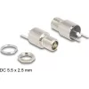 Delock DC csatlakozó anya 5,5 x 2,5 mm-es forrasztott foglalatfej verzióval - kerek 20 V / 9 A