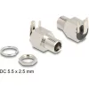 Delock DC csatlakozó anya 5,5 x 2,5 mm-es forrasztott foglalatfej verzióval ívelt - Hexagon 20 V / 10 A