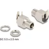 Delock DC csatlakozó anya 5,5 x 2,5 mm-es forrasztott foglalatfej verzióval ívelt - Hexagon 20 V / 10 A