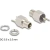 Delock DC csatlakozó anya 5,5 x 2,5 mm-es forrasztott foglalatfej verzióval - Hexagon 20 V / 9 A