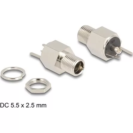 Delock DC csatlakozó anya 5,5 x 2,5 mm-es forrasztott foglalatfej verzióval - Hexagon 20 V / 9 A