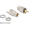 Delock DC csatlakozó anya 5,5 x 2,5 mm-es forrasztott foglalatfej verzióval - kerek 20 V / 15 A